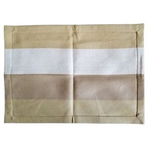 Pottery Barn Wide‎ Striped Cloth Placemats Set of 4 Tan Cream Dinner Table Heavy